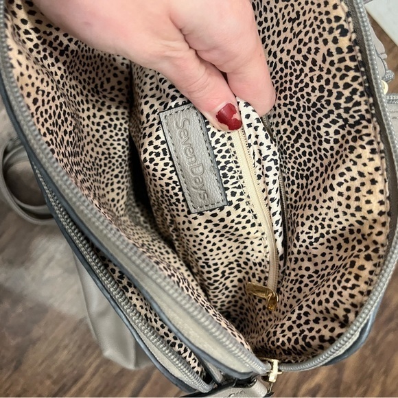 Seven Days Women’s Grey Vegan Faux Leather Small Backpack With Front Pocket - Picture 12 of 14